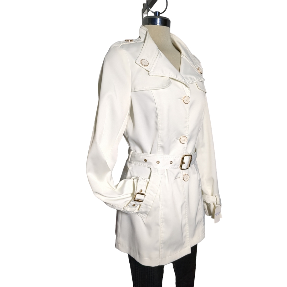 *New* Lechateau Designer White trench Coat Size XS